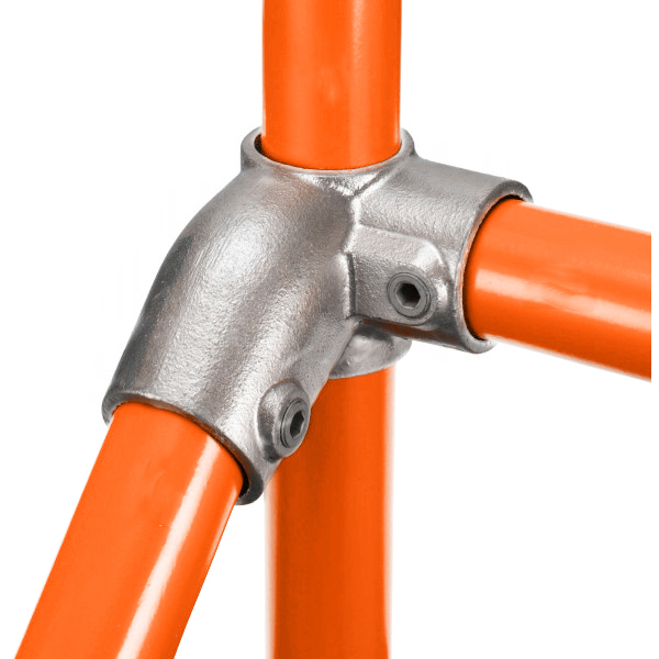 Kwikclamp 185 series, stairway adjustable 90-degree CROSS, horizontal to left 30-45 degrees down, fits 40NB pipe.